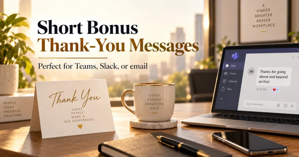 Short Bonus Thank-You Messages for Teams, Slack, or Email